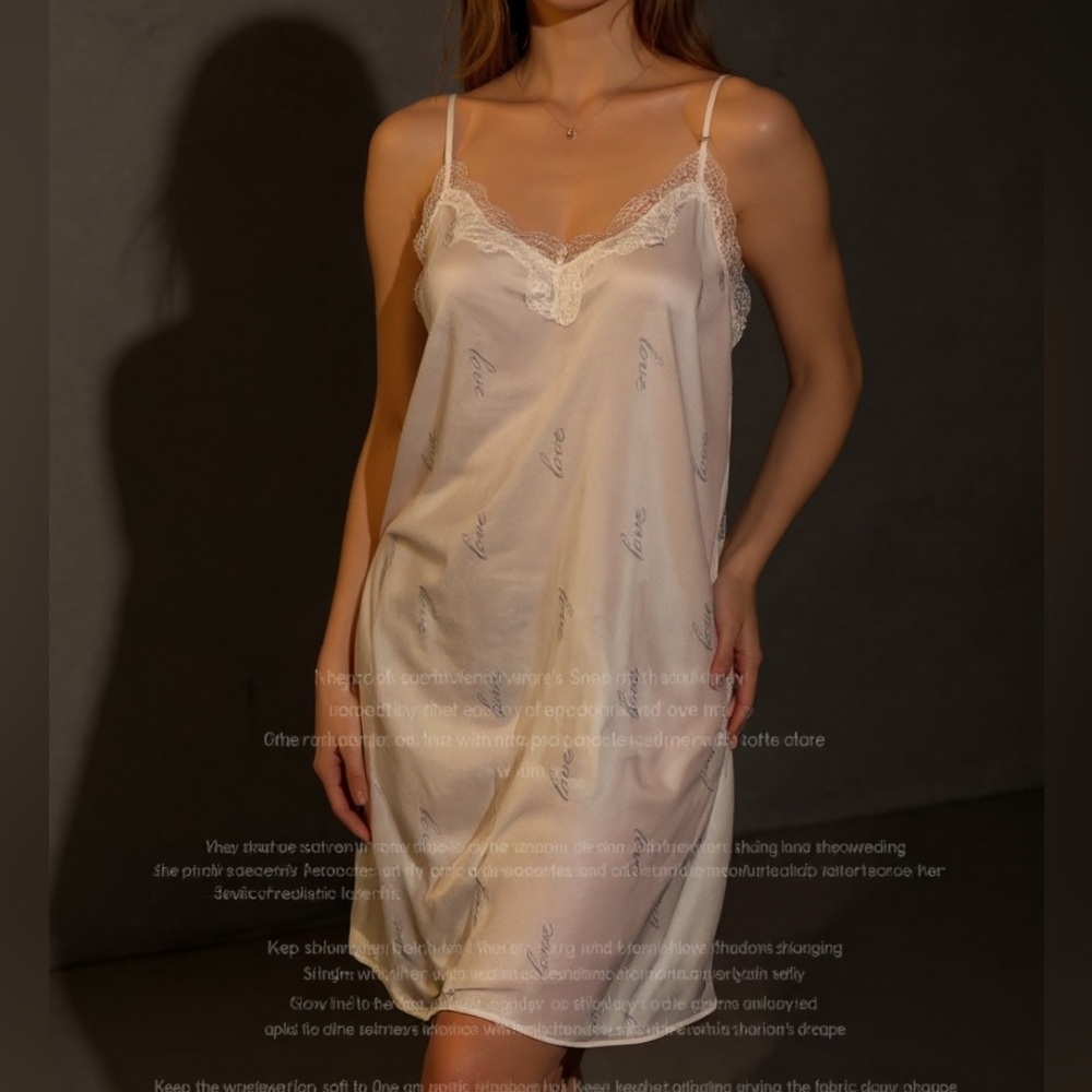 VS romantic slip dress bridal white Elegant Chemise Lace Trim coquette fairycore